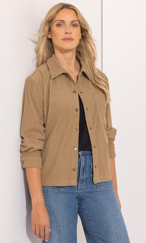 Boxy Corduroy Shirt - Beige