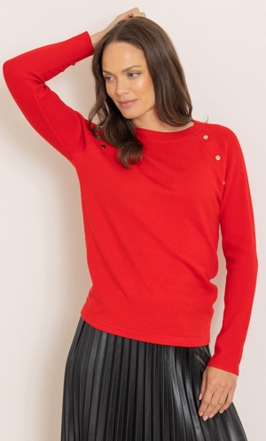 Ribbed Long Sleeve Jumper - Red