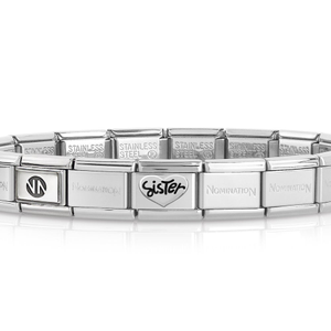 Classic My Family Silver Sister Love Heart Charm Bracelet