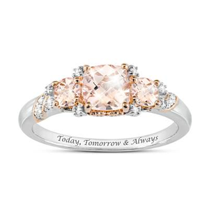 Genuine Morganite And Diamond Forever After Ring Size 8.5