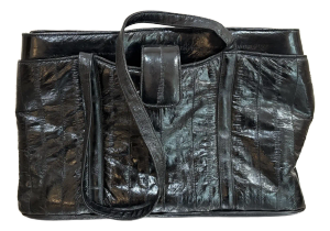 Black Eelskin 1970s Double-Zip Purse