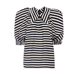 Designer Blouse With Black White Stripes (M)