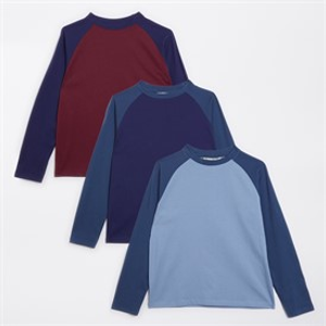 Kangaroo Poo Boys Three Pack Raglan Long Sleeve T-Shirts Multi
