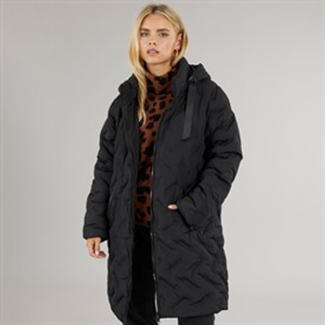 Brave Soul Womens Lilla Long Puffer Coat Black