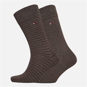 Tommy Hilfiger Mens Two Pack Stripe Socks Oak
