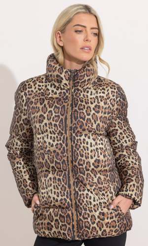 Leopard Printed Puffer Coat - Leopard