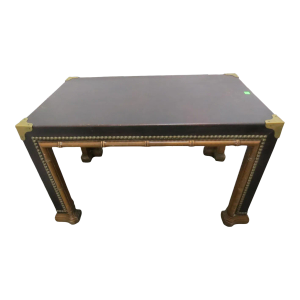 Drexel Et Cetera Vintage Faux Bamboo Leather Wrapped Parsons Coffee or Side Table