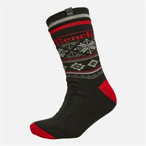 Bench Mens Takoma Sherpa Lined Fair Isle Slipper Socks Black