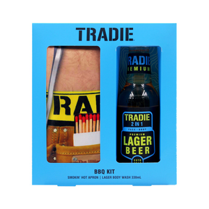 Tradie BBQ Kit with Blue 330mL Body Wash And Apron Set