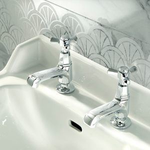 Milano Earlham - Art Deco Basin Pillar Taps - Chrome