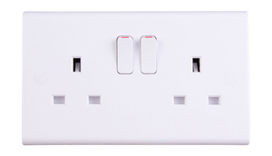 Deta S1209S Slimline White Moulded 2 Gang Single Pole Switchsocket 13A