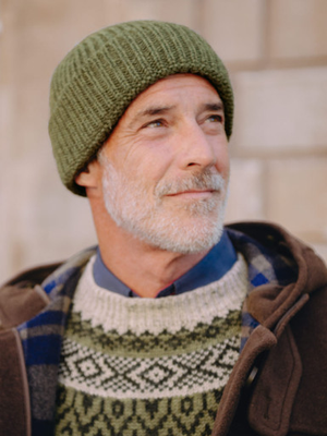Green British Wool Beanie Hat