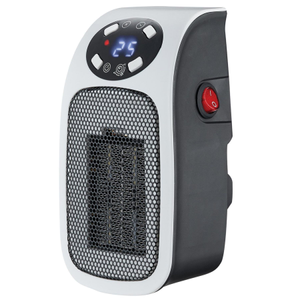 De Vielle Mini Ceramic Plug-in Heater 500W with LED Display, 12-Hour Timer and Night Light – Portable Wall Outlet Heater