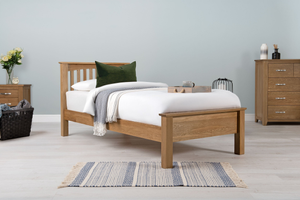 Boston Solid Natural Oak Bed Frame - Low Foot End - 3ft Single