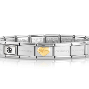 Classic Gold Mum Heart Charm Bracelet