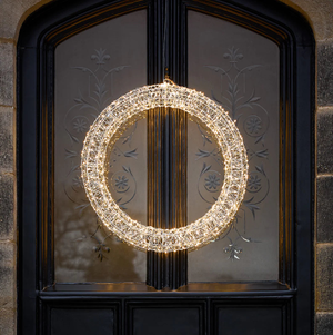 3D LED-Weihnachtskranz mit 720 LEDs in Silber 58 cm Durchmesser