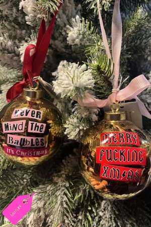 Set of 2 Gold Rock & Roll Inspired Baubles - SECONDS