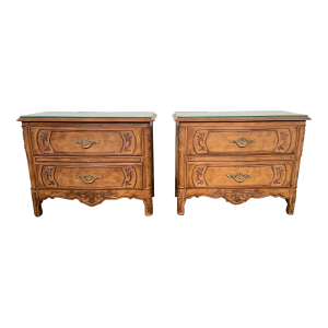Mid 20th Century Pair of French Provincial Heritage Nightstands