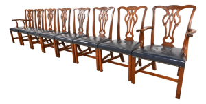 Kittinger Georgian Carved Mahogany Dining Chairs, Set of Eight