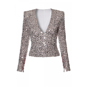 Ruby Silver Sparkle Sequin Top (L)