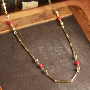 Pre-Owned Vintage 1975 9ct Gold Beaded Bar Link Chain Necklace