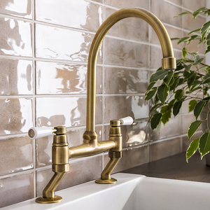 Abode Traditional Bridge Mixer Tap - Antique Brass