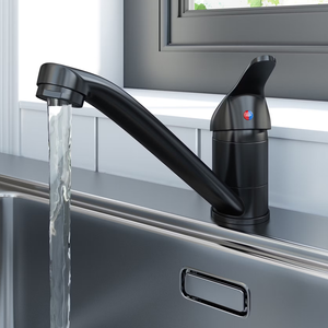 Clarity Matt Black Single Lever Kitchen Sink Mixer Tap with Swivel Spout