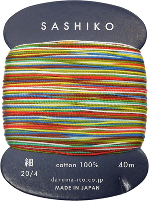Fil sashiko Daruma Kasuri multicolore 8 couleurs 40 m