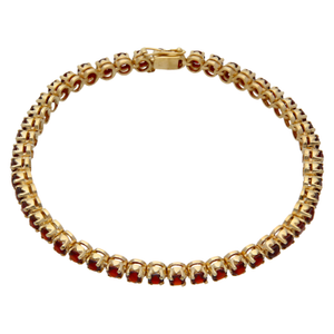 Pre-Owned 9ct Yellow Gold 7.25" Garnet Tennis Bracelet