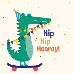 Illustrated Crocodile Hip Hip Hooray Card