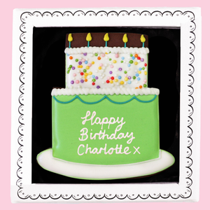 Personalised Green Birthday Cake Letterbox Biscuit
