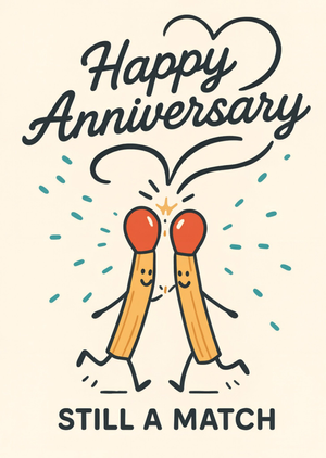 Happy Anniversary Still A Match Illustrated Anniversary Card