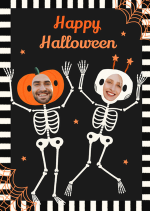 Skeletons Face In Hole Fun Halloween Card
