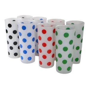 Mid Century Anchor Hocking Dots Glasses- Set of 8