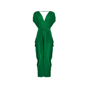 Draped Emerald Green Midi Dress (L)