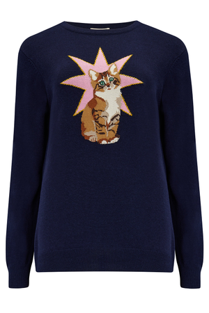 Rita Sweater Navy, Star Cat (XS)