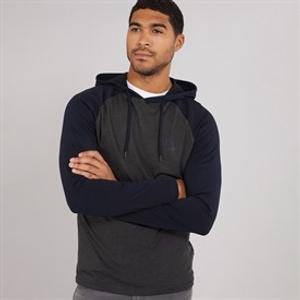 French Connection Mens Raglan Hooded Top Charcoal/Marine