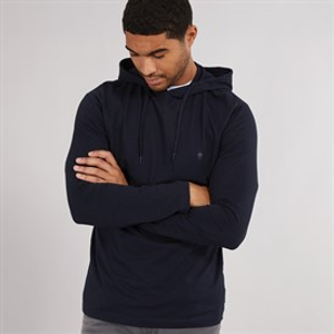 French Connection Mens Crown Long Sleeve Hooded Top Marine