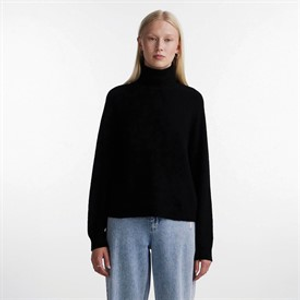 Pieces Womens Juliana Roll Neck Knitted Jumper Black