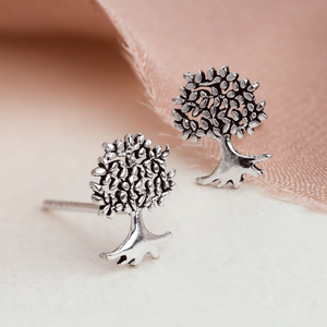 Tempest Wald Silver Oxidised Tree Of Life Stud Earrings