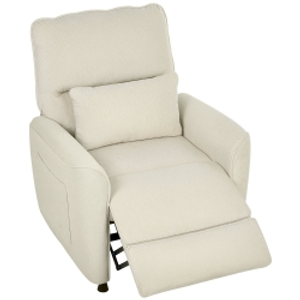 HOMCOM Sillón Relax Reclinable Eléctrico con Calor Lumbar Masaje Vibración Motor Silencioso Función de Memoria Crema