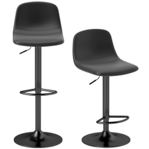 HOMCOM Conjunto 2 Taburetes Altos Ajustables 360° con Respaldo y Reposapiés para Cocina Bar o Comedor 40,5x44x84-104 cm Negro