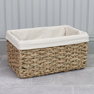 Medium Rectangular Woven Storage Basket – Lined
