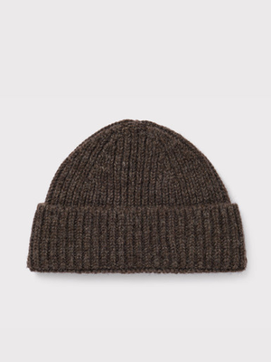 Brown British Wool Beanie Hat