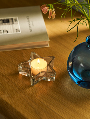 Leverton Star Tealight Holder - Recycled Glass, Clear, Set of 2
