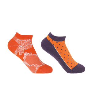 Organic Polka Berry & Delicate Orange Women's Trainer Socks Bundle (one size)