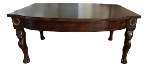 1980s Henredon Coffee Table, Club Feet, Gold Accent Corners Lightly Scratched on Top See Picture