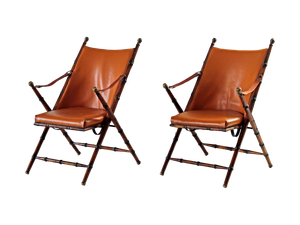 Antique Campaign Chairs Italian - A Pair