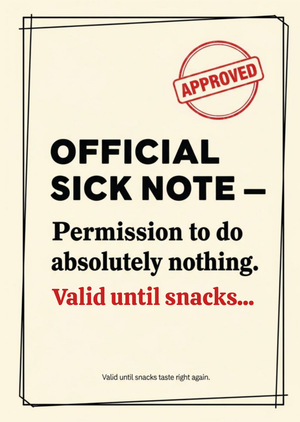 Official Sick Note Typography Get Well Soon Card