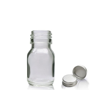 30ml Clear Glass Dram Bottle With Aluminium Cap - Aluminium
